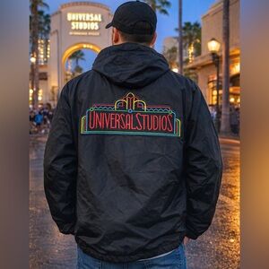 Universal Studios Retro Neon Marquee Hooded Windbreaker